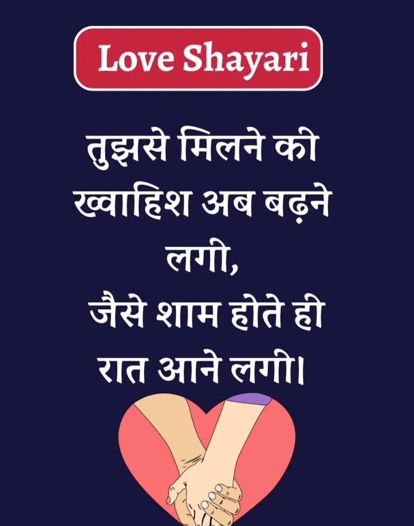 Best Love Shayari in Hindi - बेहतरीन प्यार भरी शायरी। (13)